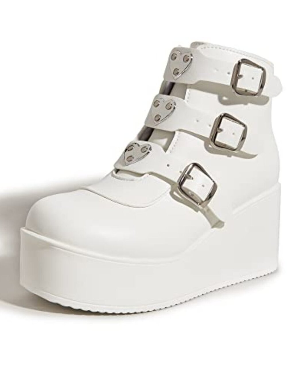 🆕 Women Platform Chunky Ankle Boots - Round Toe Zipper Wedges High Heels Rave